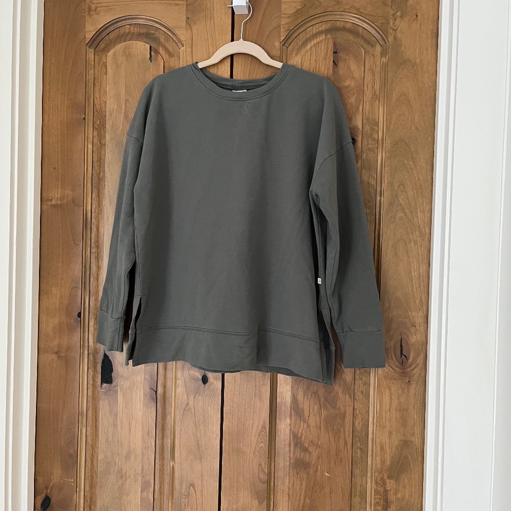 Jax & Lennon Ladies Terry Crew Neck Sweater — Green Gray size Medium